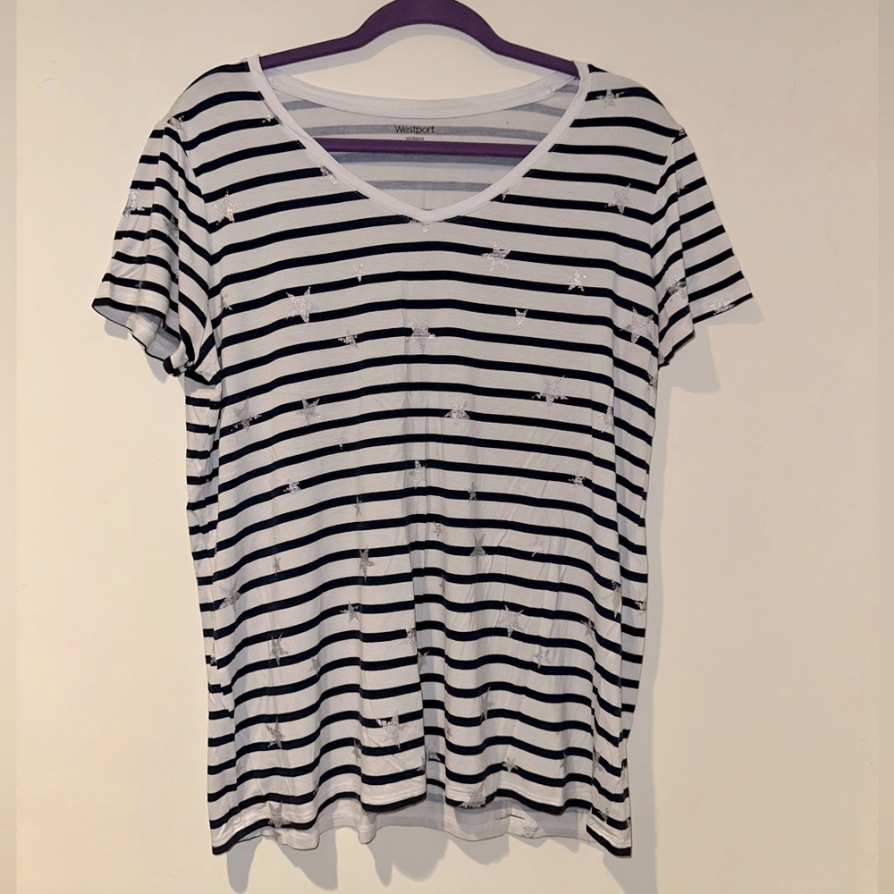 Westport Striped Star Tee - Size 1X